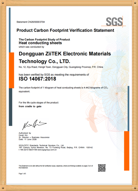 Китай Dongguan Ziitek Electronical Material and Technology Co., Ltd Сертификаты