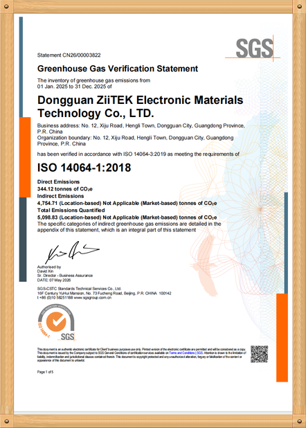 Китай Dongguan Ziitek Electronical Material and Technology Co., Ltd Сертификаты